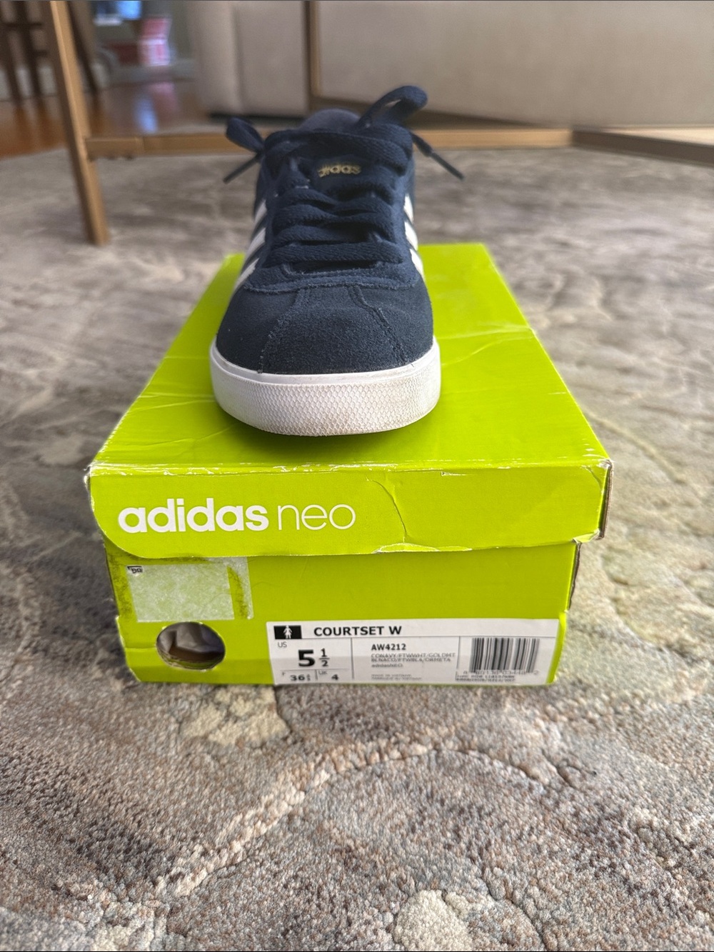 adidas women’s Courtset Sneakers - Navy with White Stripes